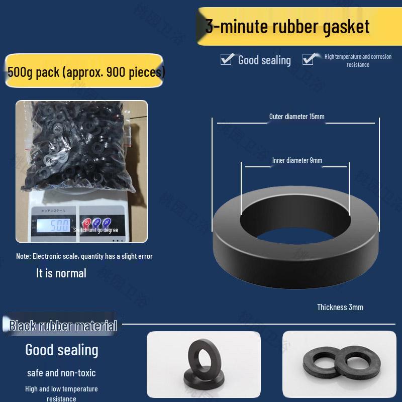 Waterproof Rubber Gasket Pad for Shower Hose & Water Meter - Fits 3/8", 1/2", 3/4", 1" Size Washers