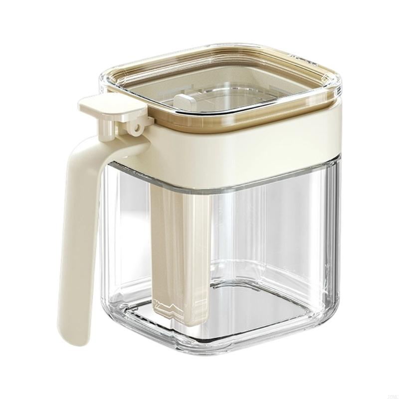 Glass Spices Jar with Detachable Spoon Hygienic Seasoning Storage Container J0MC