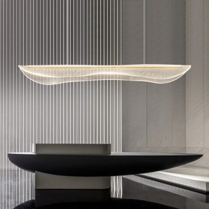 Modern Simple Acrylic Long Dimmable Led Chandelier Restaurant Pendant Lamp Home Lighting Decorative Lights Hanging Lamp