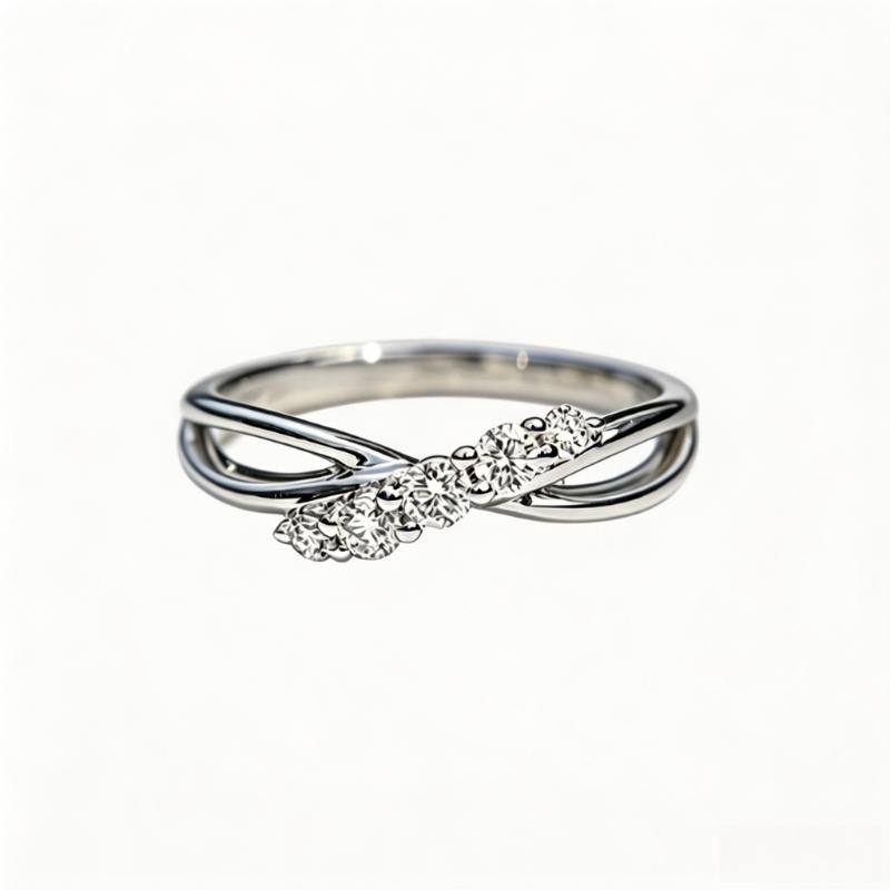 S Pure silver double-wrapped ring with gradually arranged circular zircons, a slim and simple design suitable for daily wear, proposals, and
