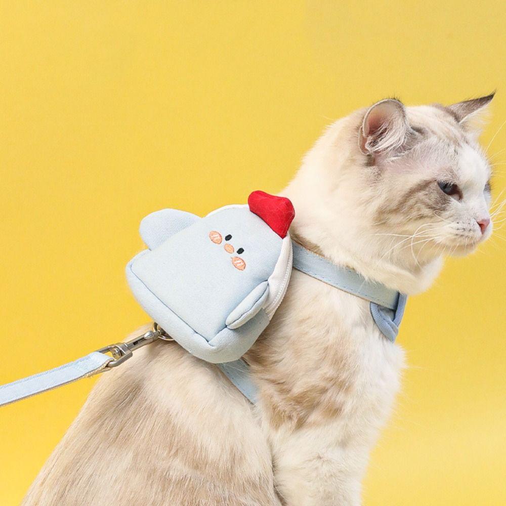 With Backpack and Leash Dog Leash Set Soft Cat Chest Strap  Small and Medium Dogs
