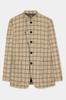Noble Tones-Sandal Cream Plaid Wool Rich Bandhgala Designer Blazer