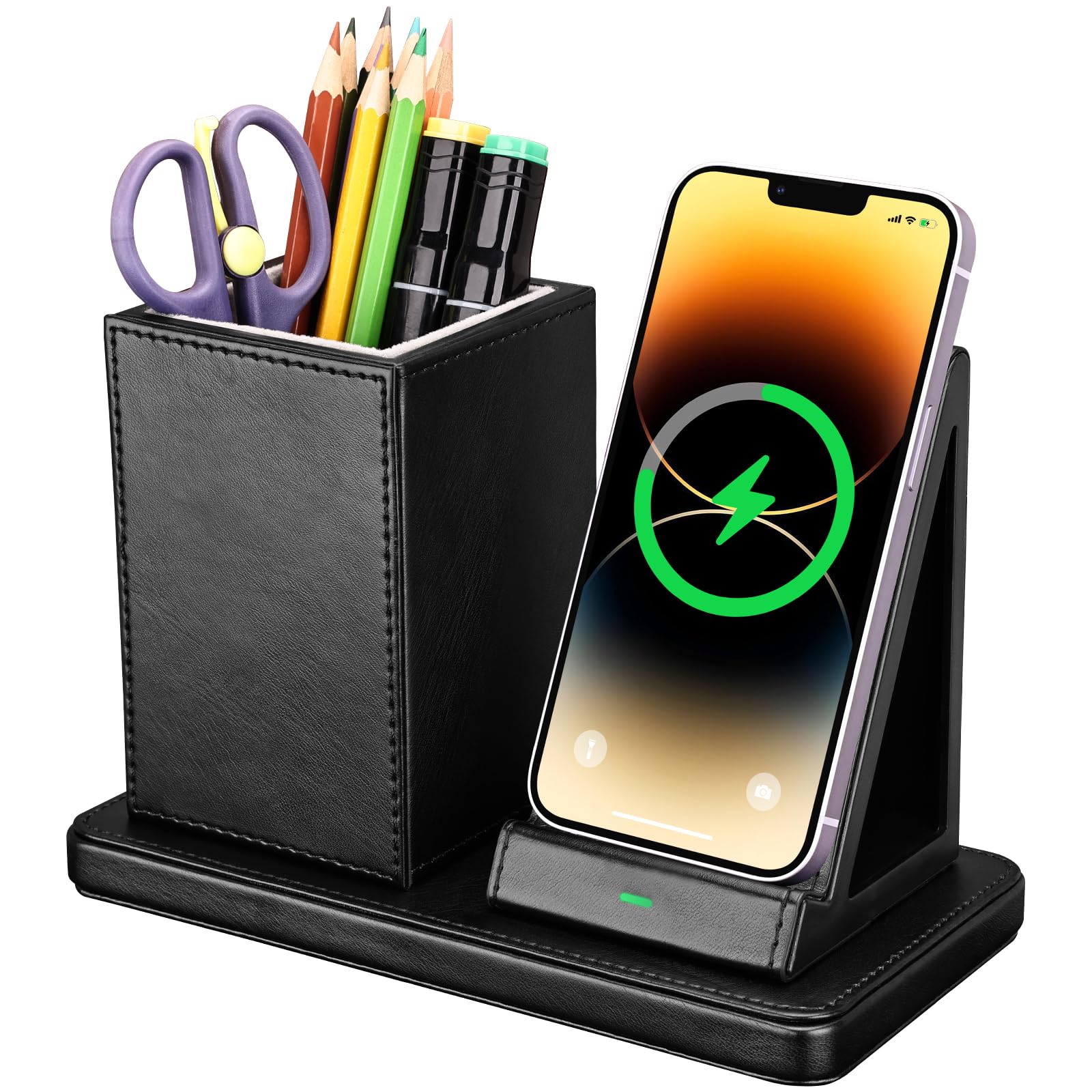 

Richblue Настольный органайзер с зарядкой из ПУ-ручки Настольный пульт дистанционного управления для зарядки смартфона Настольное хранение Зарядка Просто поместите смартфон