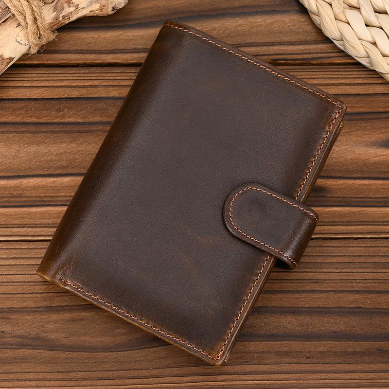 High Quality Genuine Leather Card Wallet Men Women RFID Genuine Leather Short Wallet Multi Cards Slots Button Man Purse кофейный