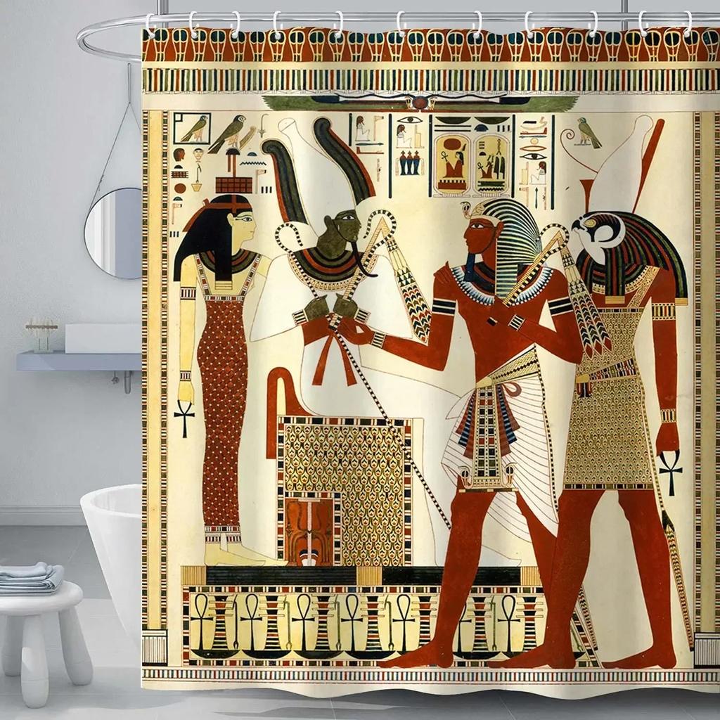 Shower Curtain Hieroglyphics Alphabet Symbols Cool Egypt Letters Drawing Bathroom Polyester Fabric Bath Curtain