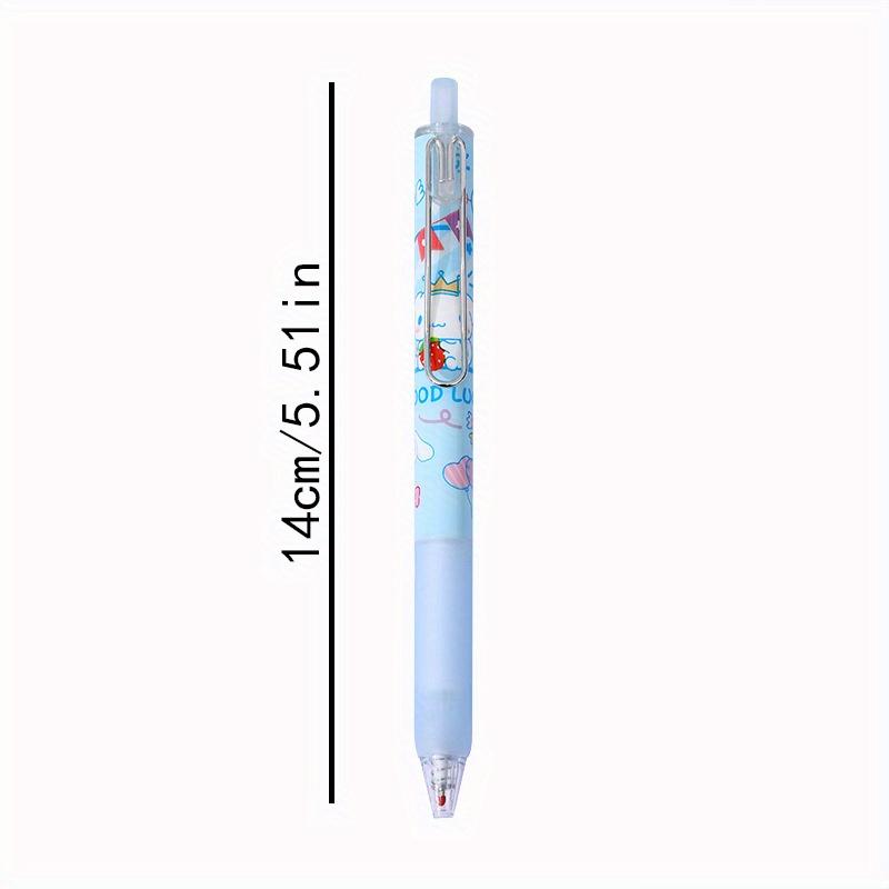12Pcs Cinnamoroll Sanrio Neutral Pen Cartoon Gel Pen Stationery 0.5mm Black with Metal Hook Office Write Signature Pen