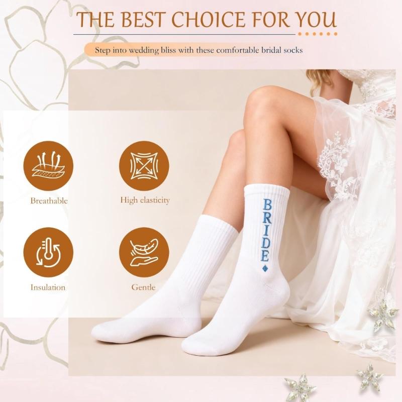 Elegant Wedding Slipper Socks Breathable Crew Socks for Bride to Wear During Ceremonies Photo Wear and Party Decoration