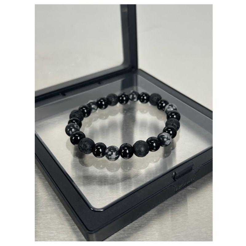 

Accessible Luxury Dark Style Niche Style Couple Volcanic Rock Beaded 8mm Obsidian volcanic stone bracelets