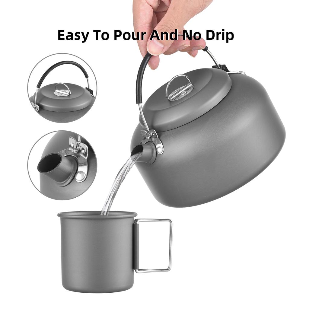 Czajnik kempingowy z kubkiem i filtrem do kawy na zewnątrz Czajnik do gotowania wody Czajnik turystyczny 1,4L