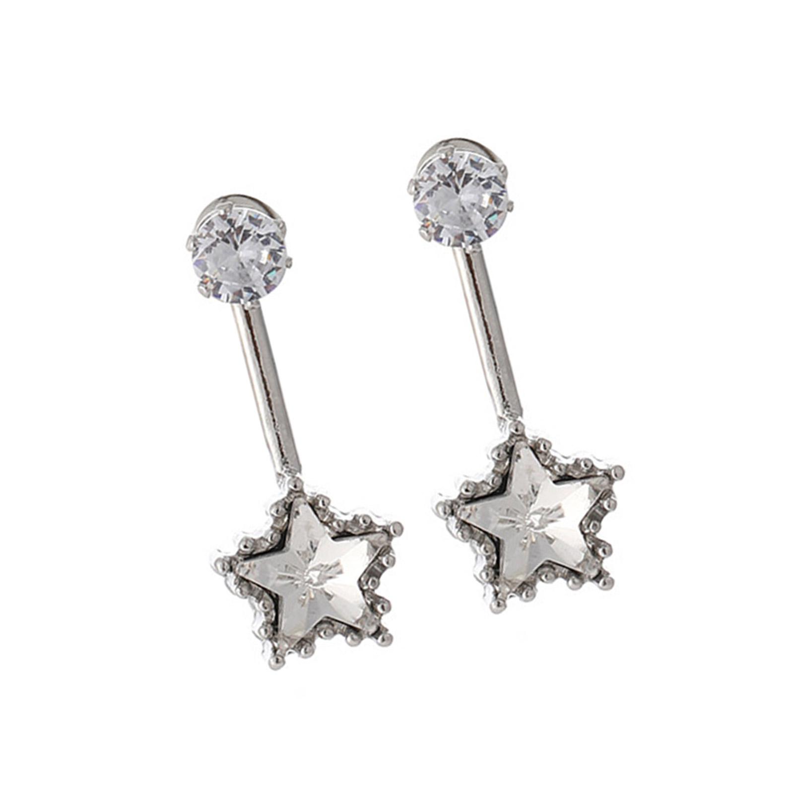 

Star Shaped Earrings Sparkling Crystal Accents Zinc Alloy Fashion Accessory For Women 1