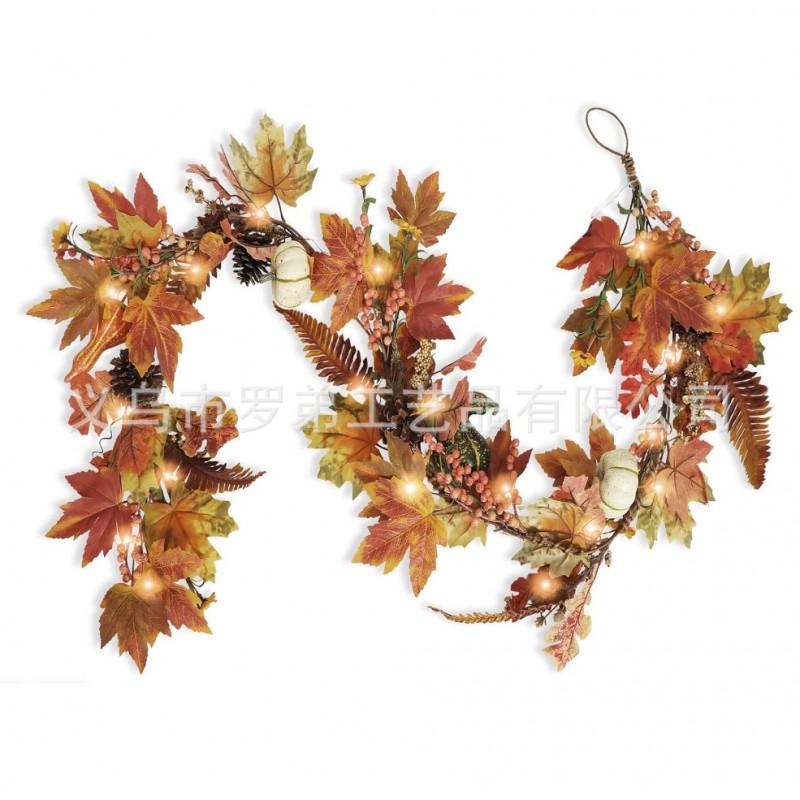 Harvest Wreath With Pumpkins Berries Vine Circle Halloween Thanksgiving Door Decor