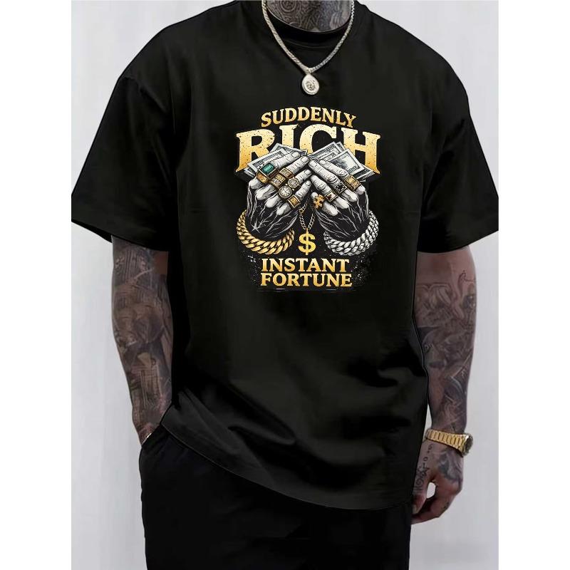 

Європейські розміриЧоловіча футболка з візерунком рук та прикрас, Європейський та американський вуличний стиль, футболка з коротким рукавом - М яка, 4XL чорний