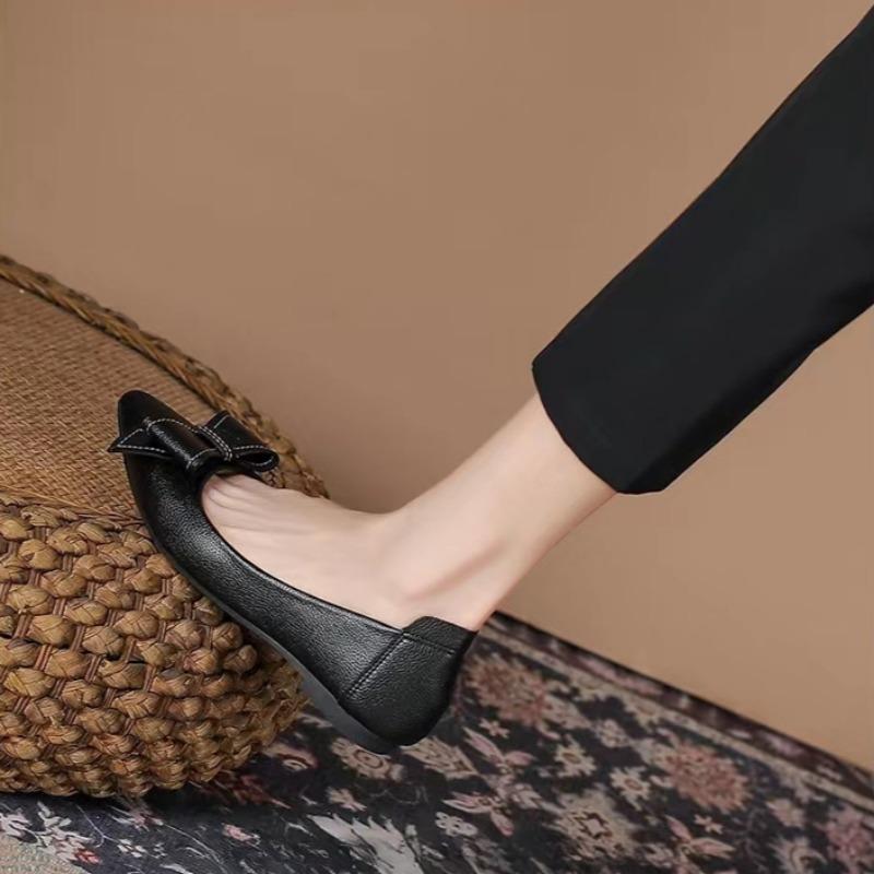 Fashion Moccasins Shoes for Women with Bow Black Office Slip-on Woman Flats Pointed Toe Quick Delivery Discount Chic and Elegant Stylish