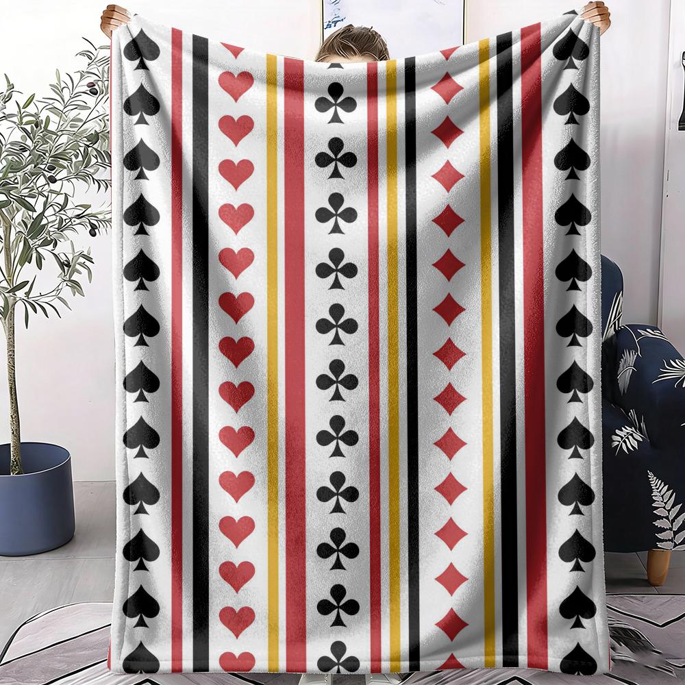Playing Card Patterns Throw Soft Flannel Throw Blanket Lightweight Cooling Summer Ac Nap Blanket For Sofa Bed Couch Travel