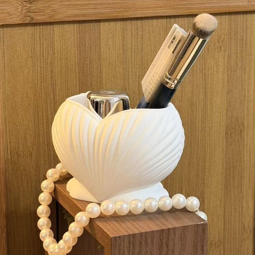 Aesthetic Shell Shape Toothpaste Toothbrush Holder 3D Printed Makeup Brush Stand Shower