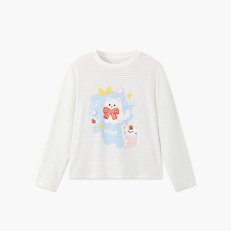 MQD Girls' Cartoon Puppy Striped Long-Sleeve T-Shirt