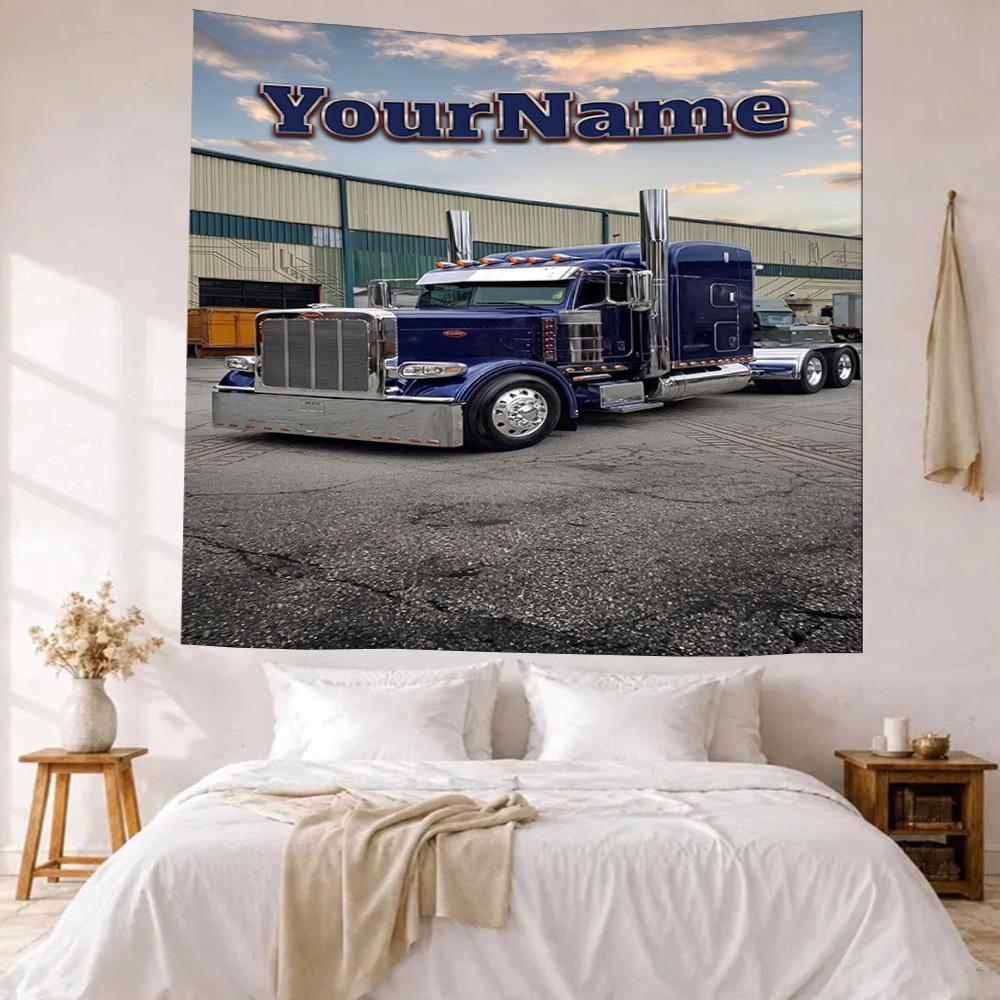 Peterbilt Heavy Trucks Custom Your Name Wall Decor Tapestry Art For Pet Memorial Birthdaywedding Party Backdrop Family Gift