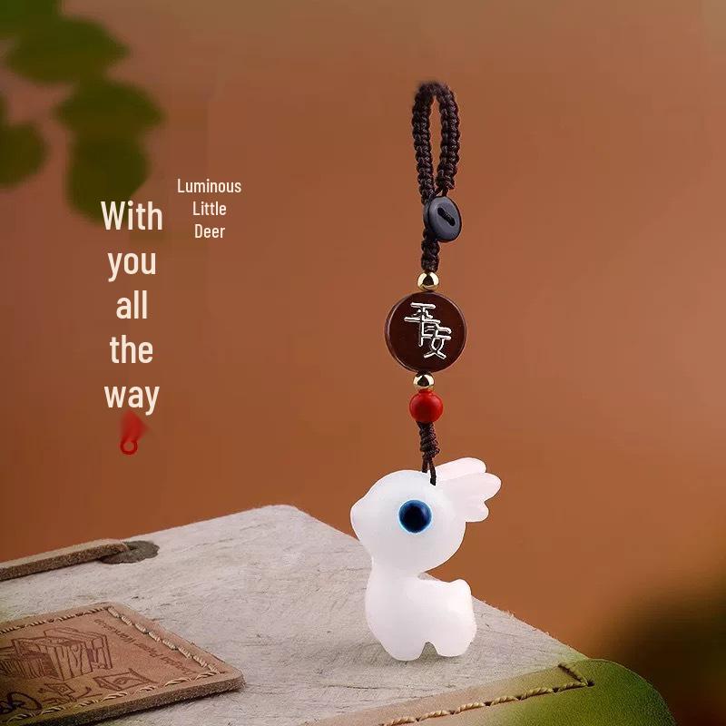 Sandalwood Little Deer Keychain & Car Pendant: Cute Charm for Men, Women, Couples - Phone Lanyard Accessory