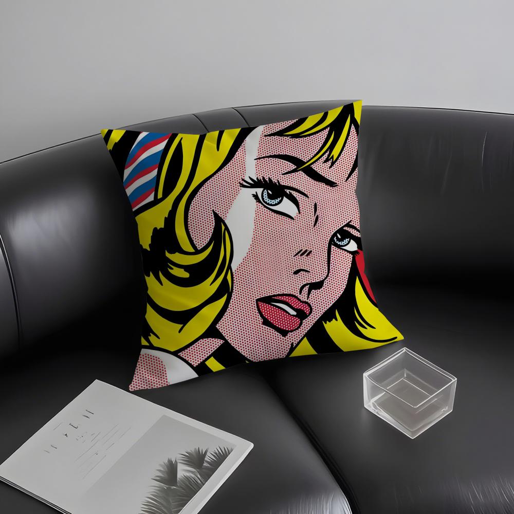 R-Roy L-Lichtenstein Pop Cushion Cover Pillowcase Ultra Soft Skin Friendly Fabric Cloud Like Comfort & Concealed Zipper