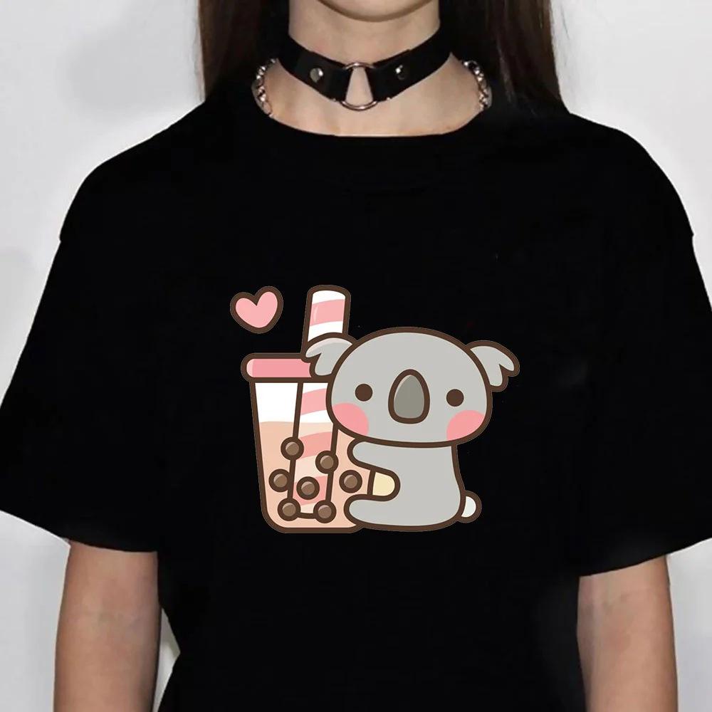 

Cute Dinosaur Bubble Tea T-Shirt Women s Design Anime Women s T-Shirt Women s Harajuku Funny Women s Clothing S