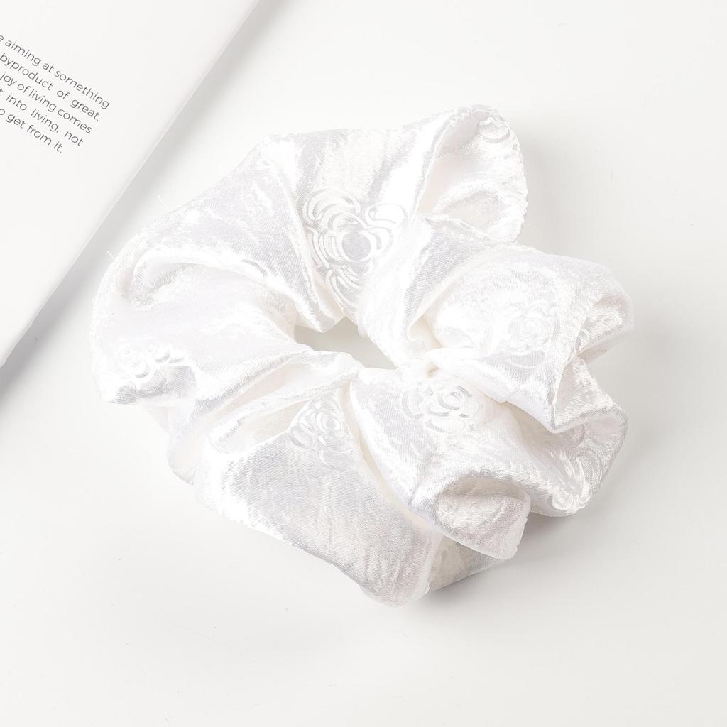 French Retro Satin Camellia Jacquard Hair Tie