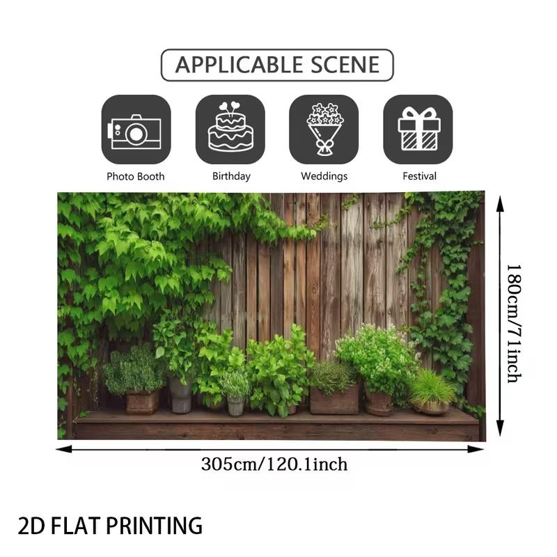 2D Huisje Potplant Groene Plant Klimop Houten Muur Tuin Foto Achtergrond