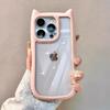 Cartoon 3D Cute Cat Ears Silicone Shockproof Phone Case For iPhone 11 12 13 14 15 16 Pro Max X XR XS Transparent Acrylic Cover