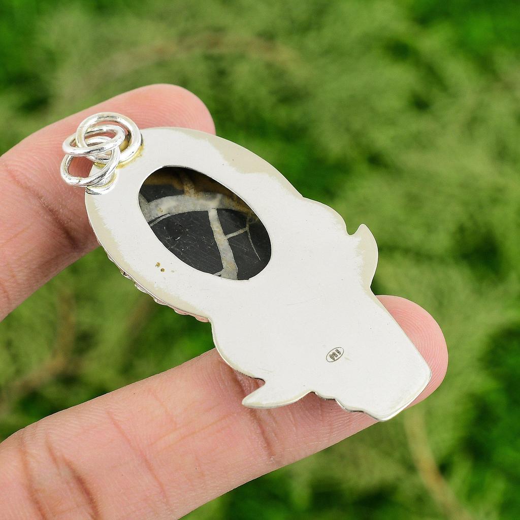 Daughters Day Sale Moroccan Mud Crack Fossil Stone 925 Silver Mother New Pendant