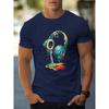 Summer Round Neck 3D Earphone Pattern Print Top Fashionable Casual Short Sleeved Men's T-shirts