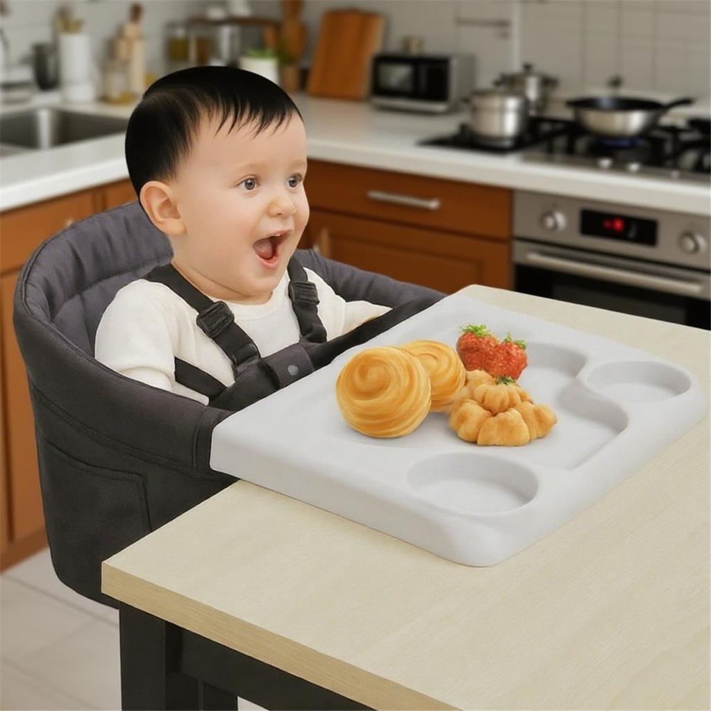 Folding Baby Table and Portable Dining Chair for Ages 6 Months To 3 Table Suitable for Outdoor and Home Use Chair, Years, Attachable, (Black)