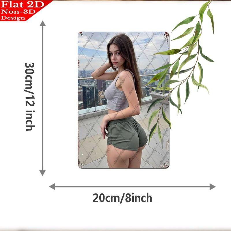 Vintage Metal Sign Art, Sexy Lady Garage Decor, Bar Bedroom Wall Tin Poster