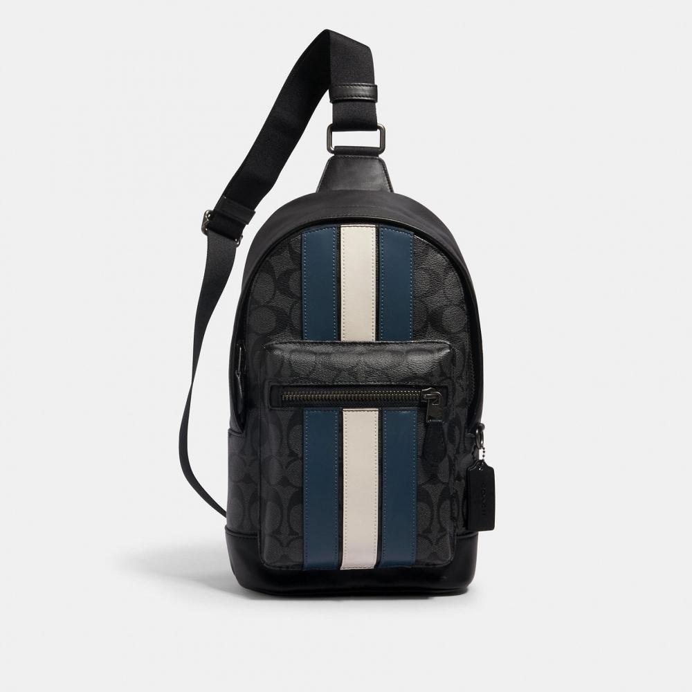 Buy Coach West Pack In Signature Canvas With Varsity Stripe  display picture 3