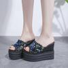 Women's Fashion Platform Slippers Designer Wedge Sandals Elegant Sequins Summer Party Shoes