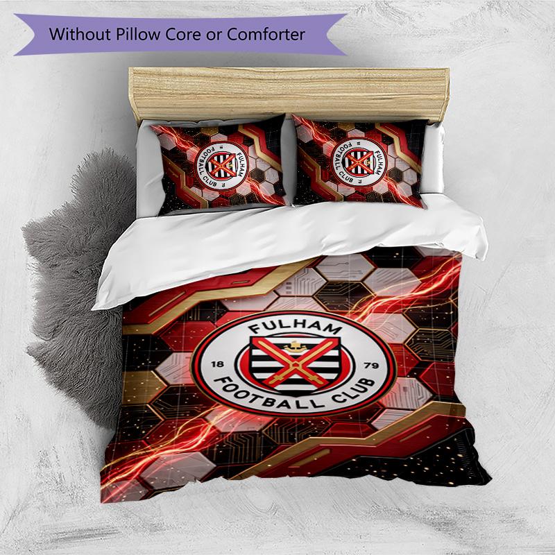Fulham Football Printed 3 Pieces Bedding Set, Comfortable Skin Friendly Bedroom Duvet Cover Set
