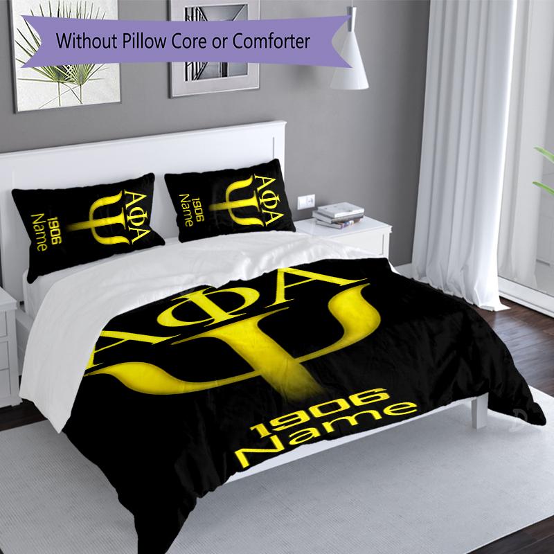 3pcs Custom Name Alpha Phi Alpha Set,Includes 1 Duvet Cover and 2 Pillowcases,All-season Bedroom Decor