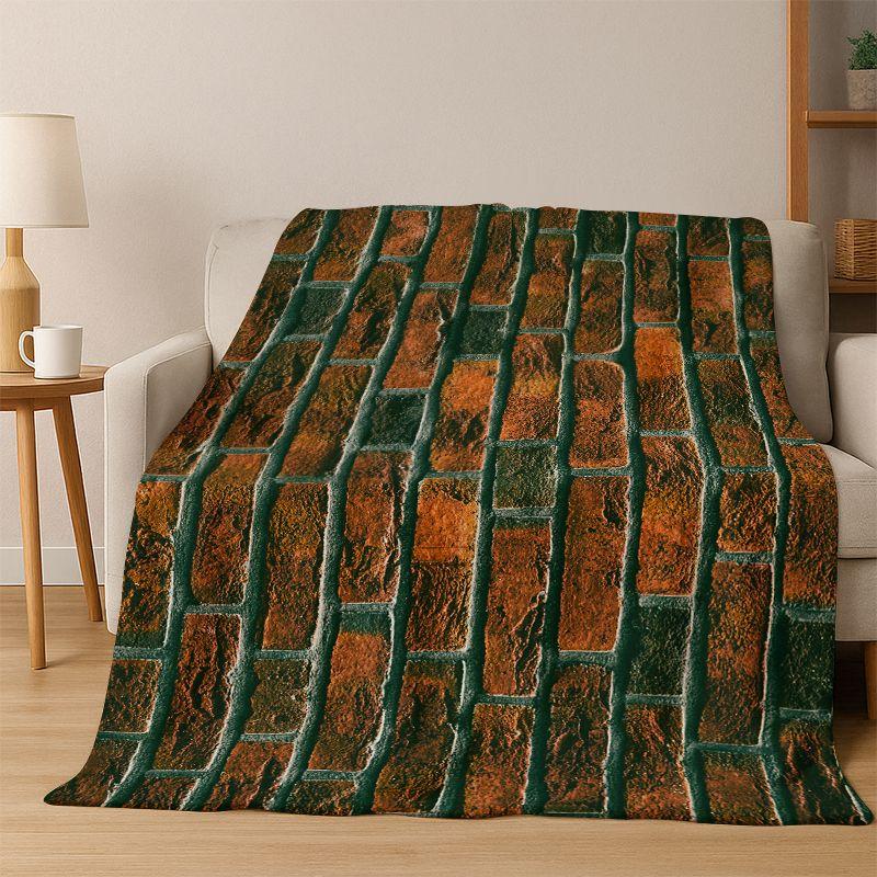 Vintage Brick Stone Flannel Blanket Soft Warm Throw Blanket for Bedroom Living Room Bed Travel Camping Picnic Gift kids