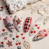 2026 Trendy Nail Art Stickers Zebra Leopard Star Plaid Cherry Heart Cartoon Self Adhesive Decals DIY Manicure Nail Decorations