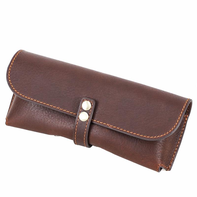 Retro Genuine Leather Sunglasses Case - Crazy Horse Cowhide Travel Glasses Storage Box