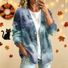 Women's Casual Long Sleeve Jacket with Halloween Print for Holiday Parties