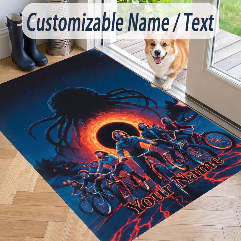 Custom Text Stranger Things Pattern Floor Rug Soft Indoor Carpet Mat Living Room Bedroom