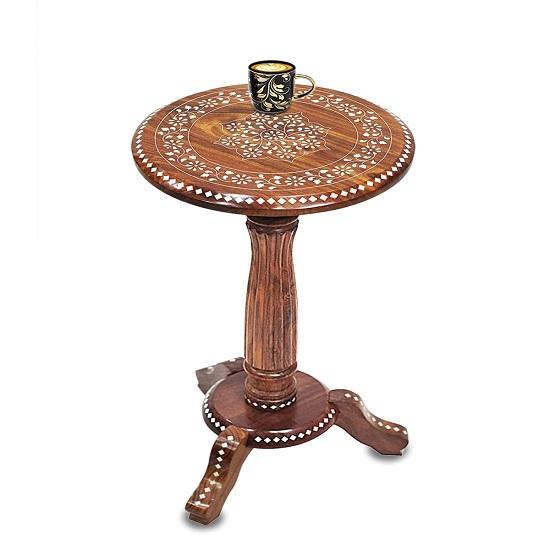 60.96cm Wooden Round Beautiful Design Carved Side Table Coffee  Table Outdoor Table