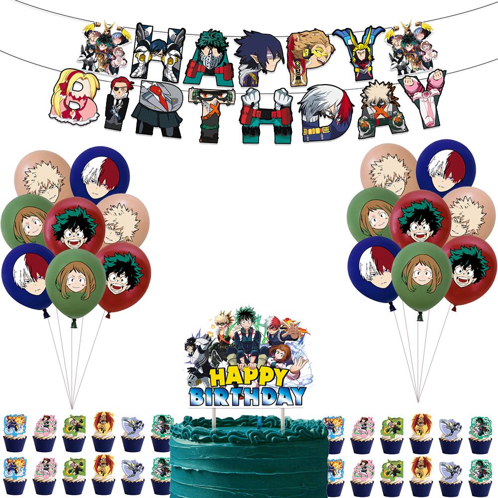 My Hero Academia Feste di Compleanno a Tema Decorazioni Set Palloncini Stoviglie Tovaglie Topper per Torta Articoli per Feste Baby Shower