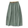 Dámská jednobarevná bavlněná a lněná poloviční sukně ležérní střední délky s elastickým pasem