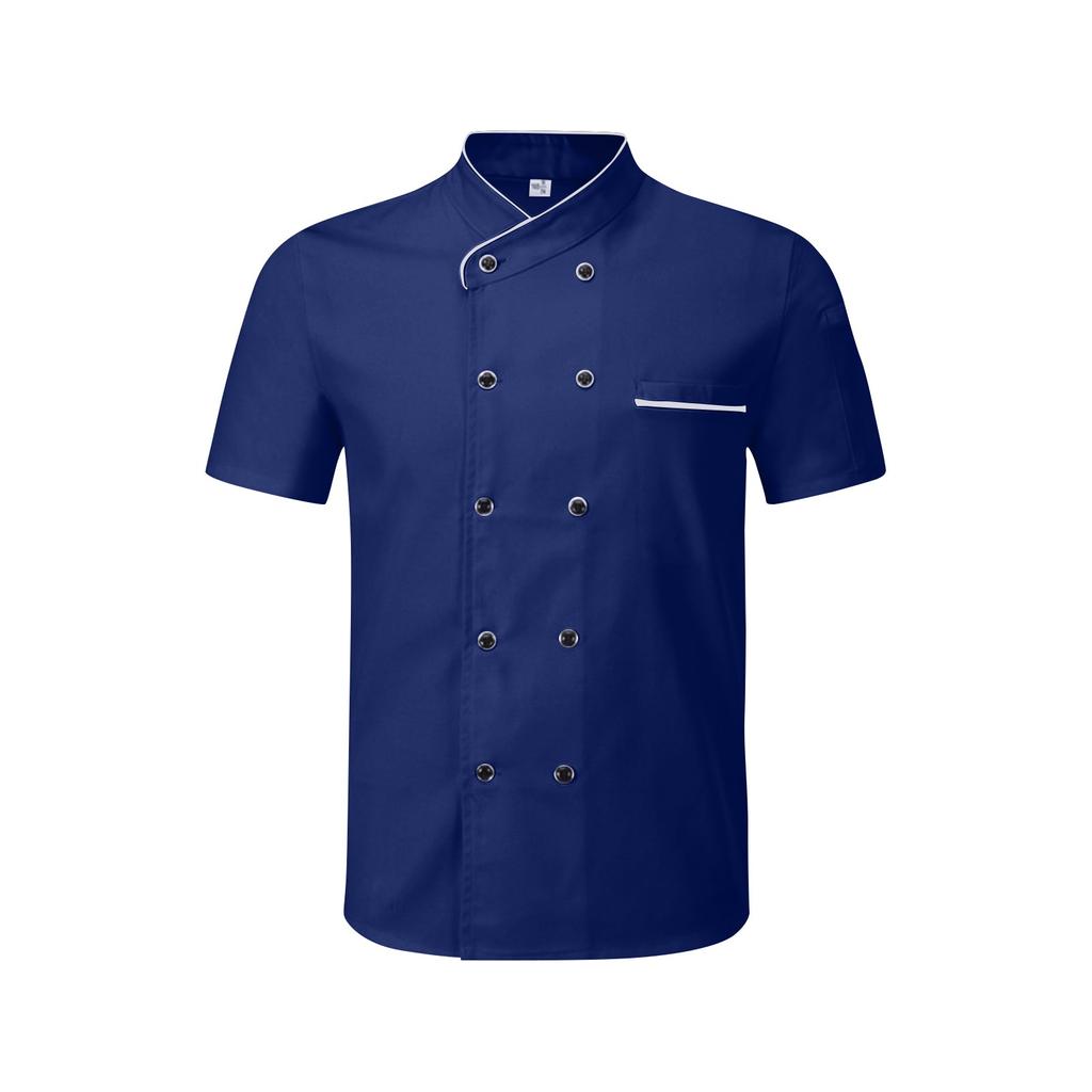 Personalized Embroidered Chef Work Uniform Short Sleeve Back Kitchen Catering Clothing Unisex Version