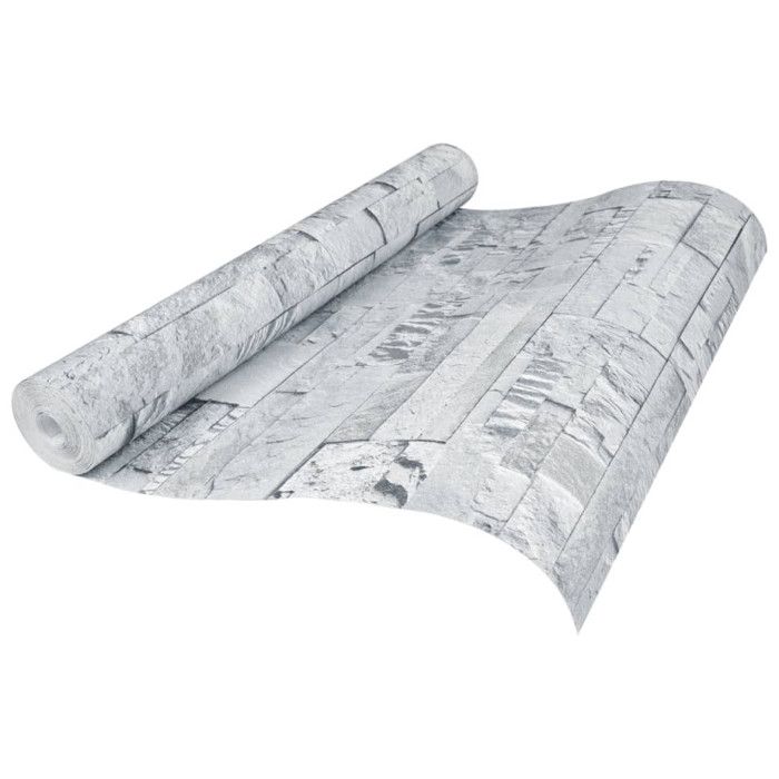 Papier peint 3D aspect de pierre gris clair 10x0,53 m non tissé