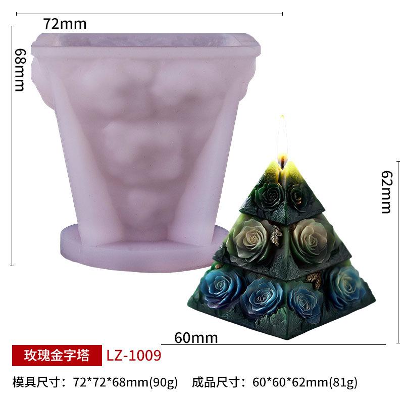 Rose Embossed Pyramid Aromatherapy Candle Silicone Mold DIY Creative Scented Stone Decor