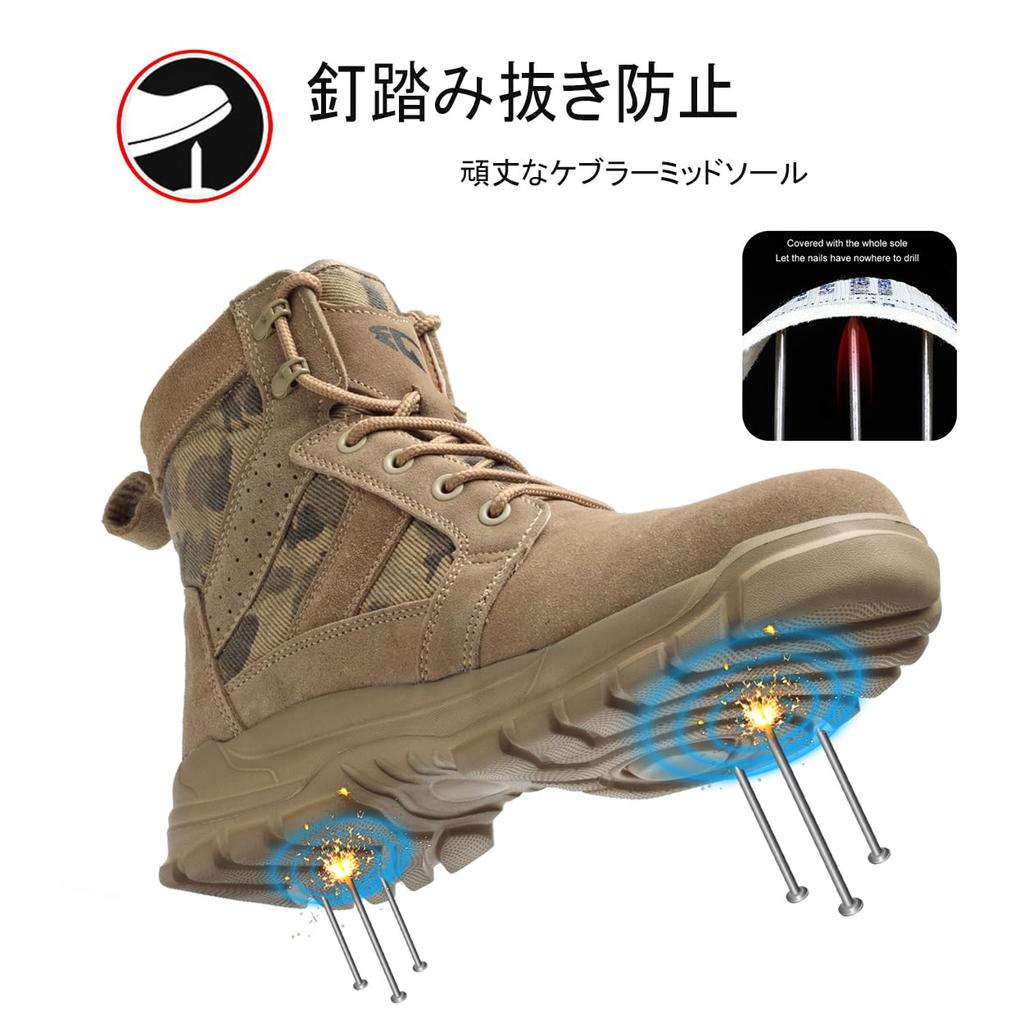 COOU Safety Shoes for Men and Breathable Work Boots with Thick Soles and Steel Toe Caps for and Construction Size Women, High-Top, Non-Slip,