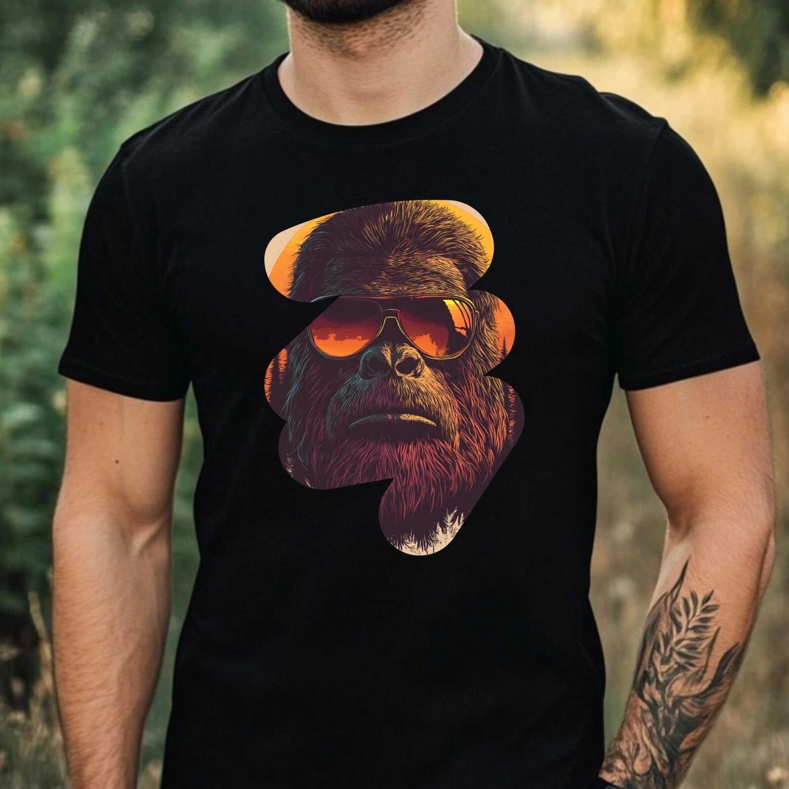 T-Shirt Herren Bigfoot mit Sonnenbrille Motiv Baumwolle Größe XS bis 5XL XXXL