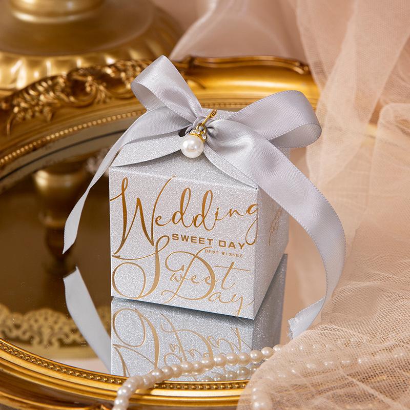 5/10Pcs Wedding Favors Boxes Candy Gift Boxes with Creative Ribbon Rectangle Paper Sweets Box for Engagement Party Anniverary