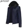 BITCED Hooded Leather Jacket Two-Piece Set with Detachable Lining Plus Size Leather Jacket for Women Spring/Autumn Outerwear